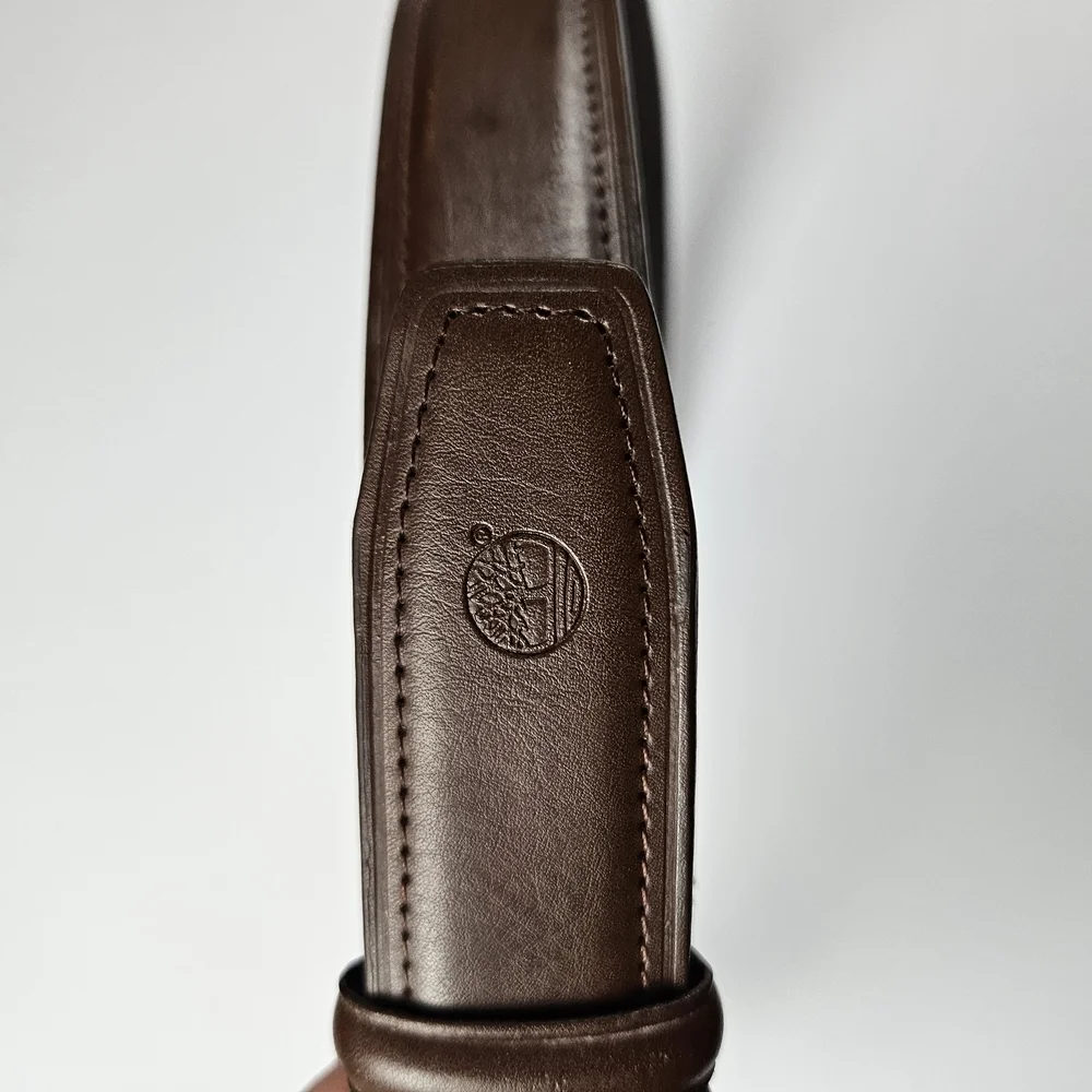 Timberland Brown Silver‎ Leather Logo Buckle MensBelt Accessories